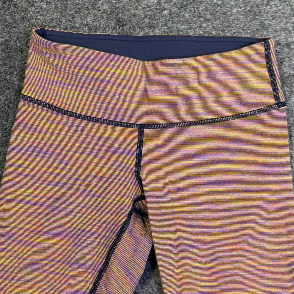 Lululemon Wunder Under‎ Crop Leggings Space Dye Pink Orange Purple Size 4